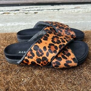 Roam Leopard Print Slides Cross Slides Roam Sandals Sz 37